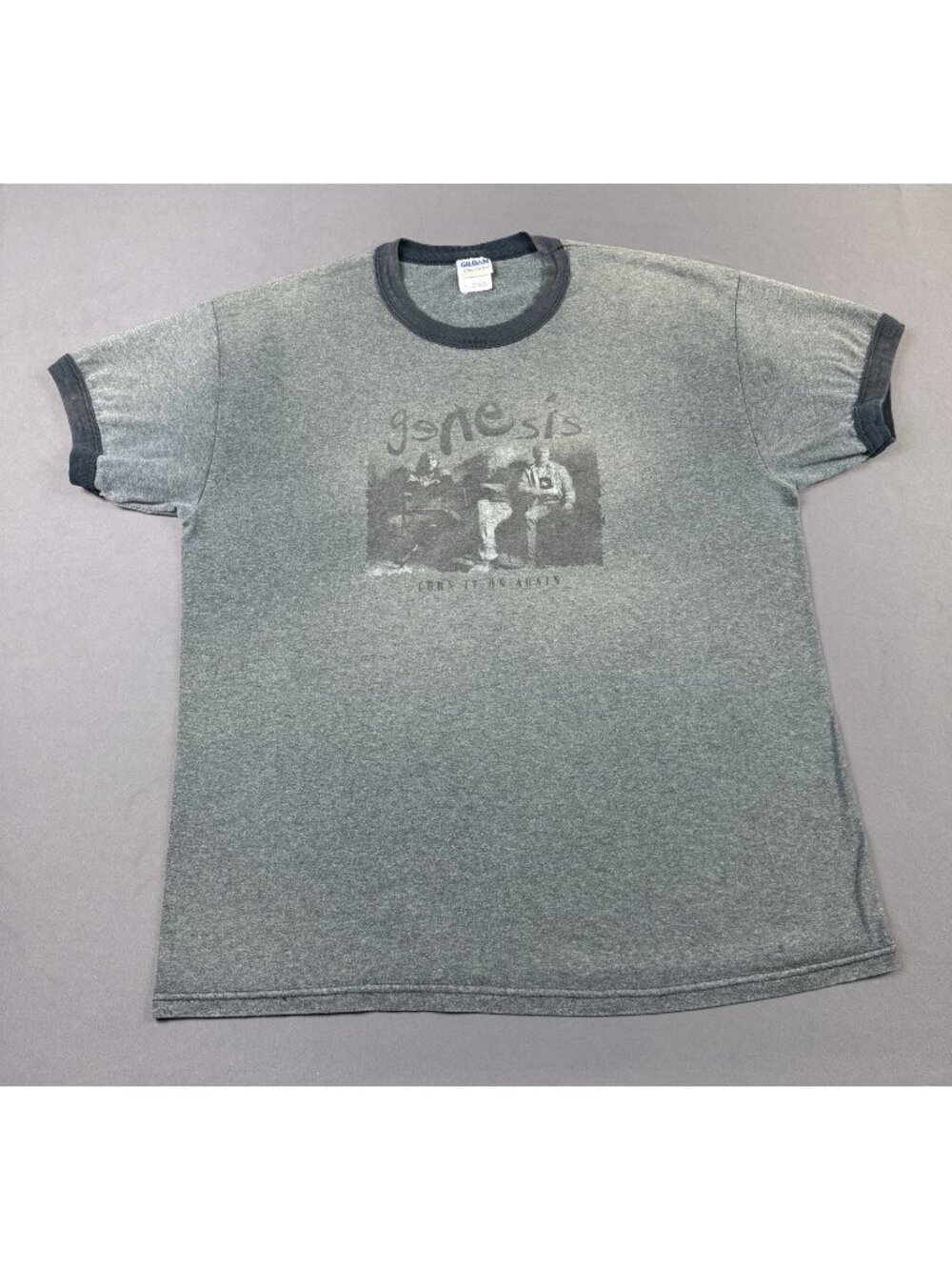 Rare Vintage Y2K Genesis Turn It On Again Band Tee Ringer Tour Concert Promo